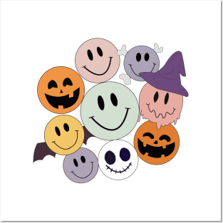 Fun Halloween design with emojis. Nice. Colorful Posters and Art